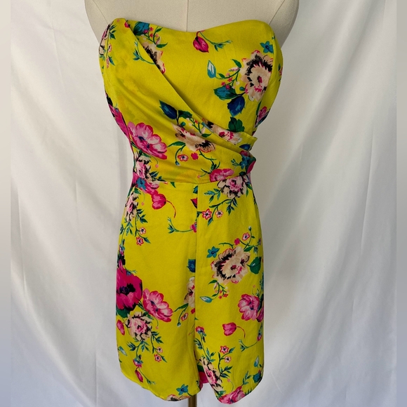 Express Romper Strapless Yellow/Pink - Picture 1 of 7